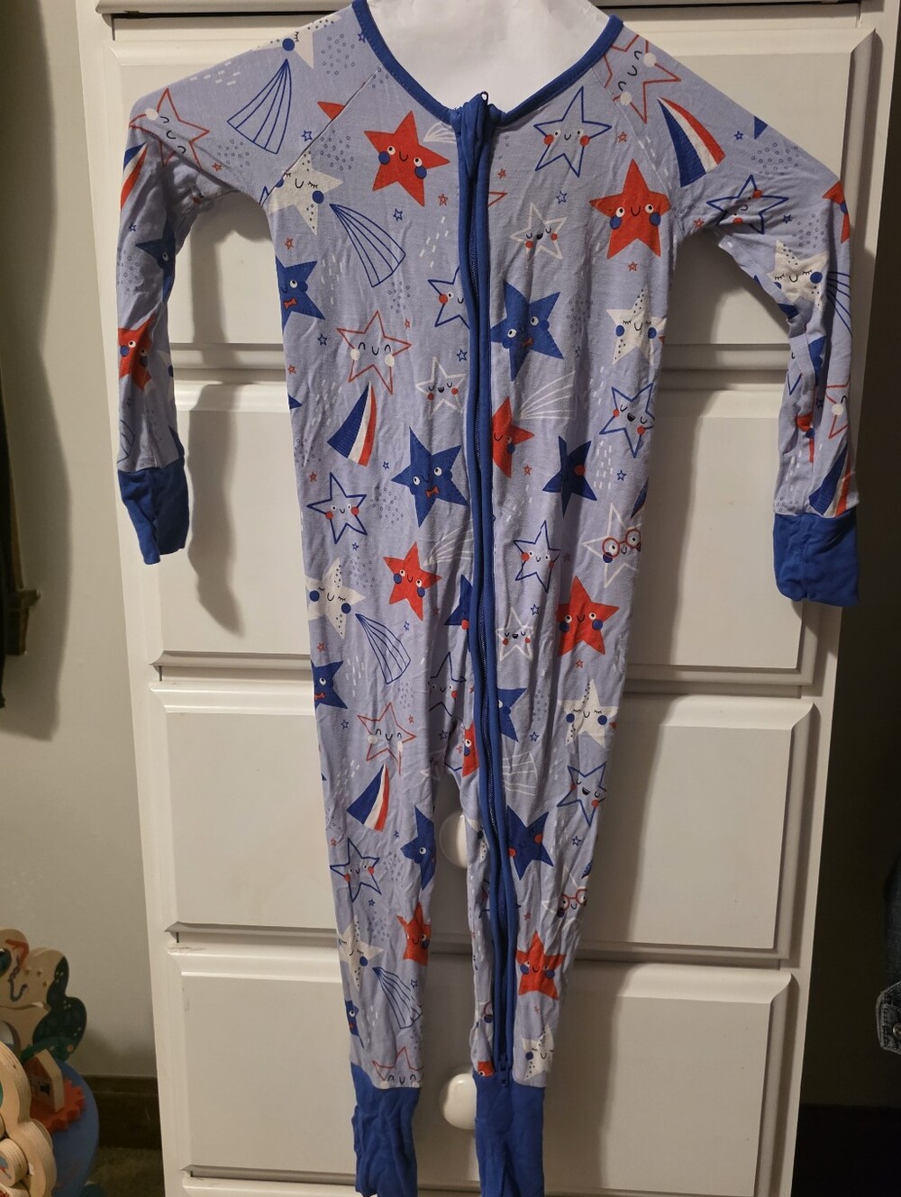 Little Sleepues Kids Star & Rocket Blue One-Piece Bamboo Pajamas